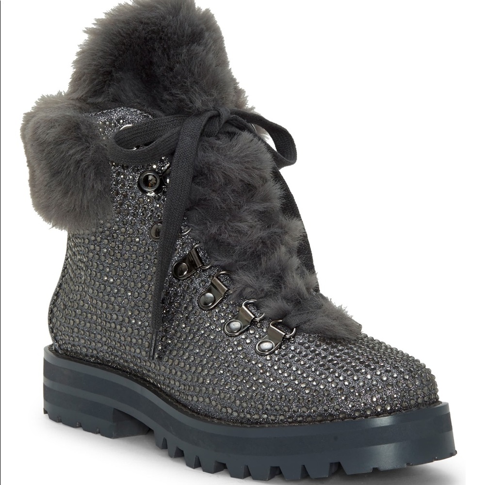 🪩🖤NWT Jessica Simpson Norina Combat Fur Boots